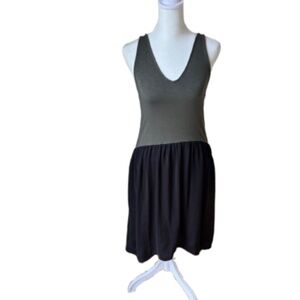 Anthro Dolan Olive Green Black Tank Dress Small Racerback Flowy Casual